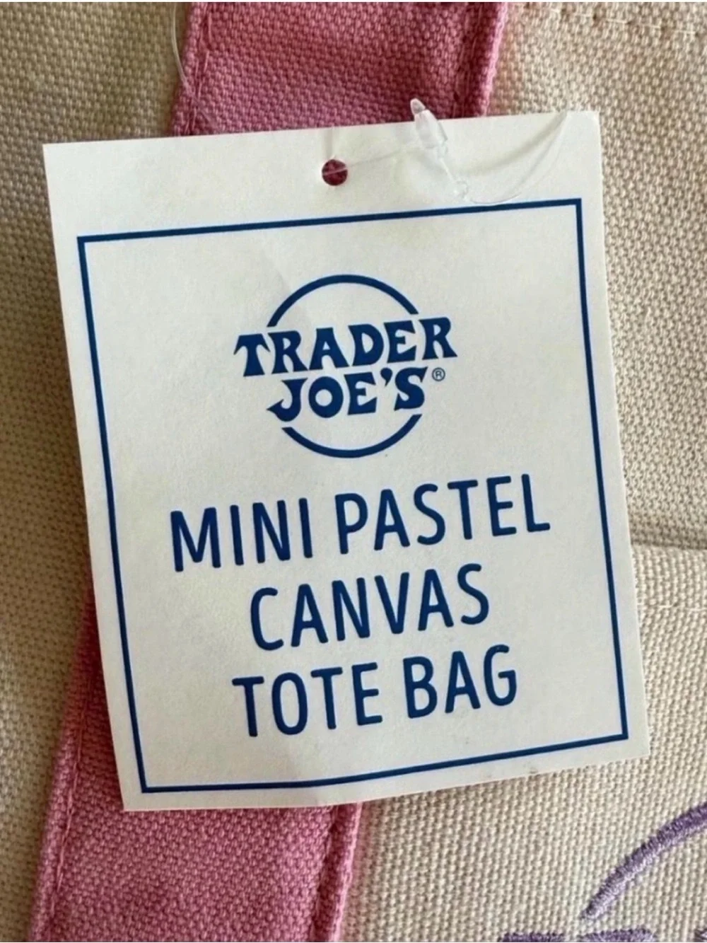 Trader Joe'S Mini Pastel Canvas Tote Bag